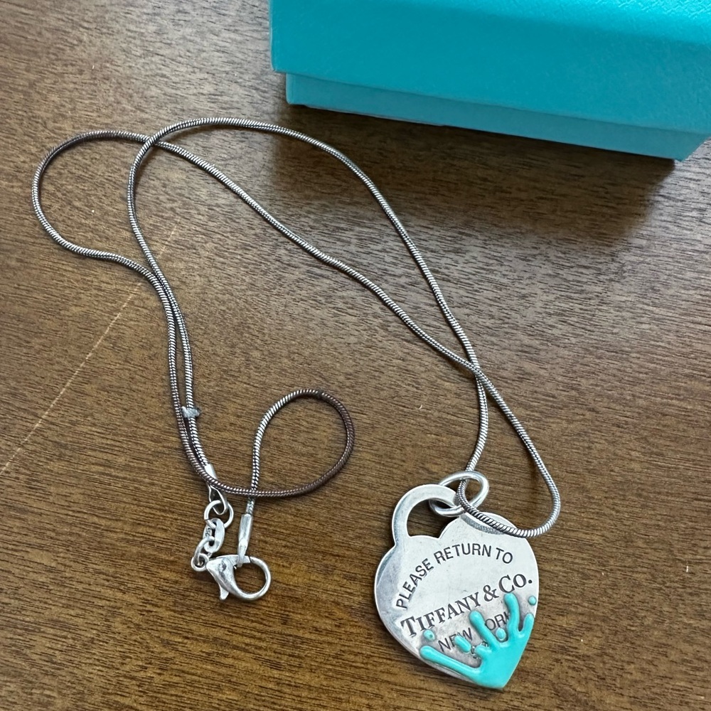 Tiffany & Co silver and turquoise enamel splash necklace